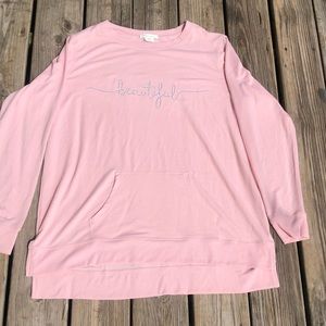 WONDER Rose Pink  Embroidered Tunic Shirt Sz XXL